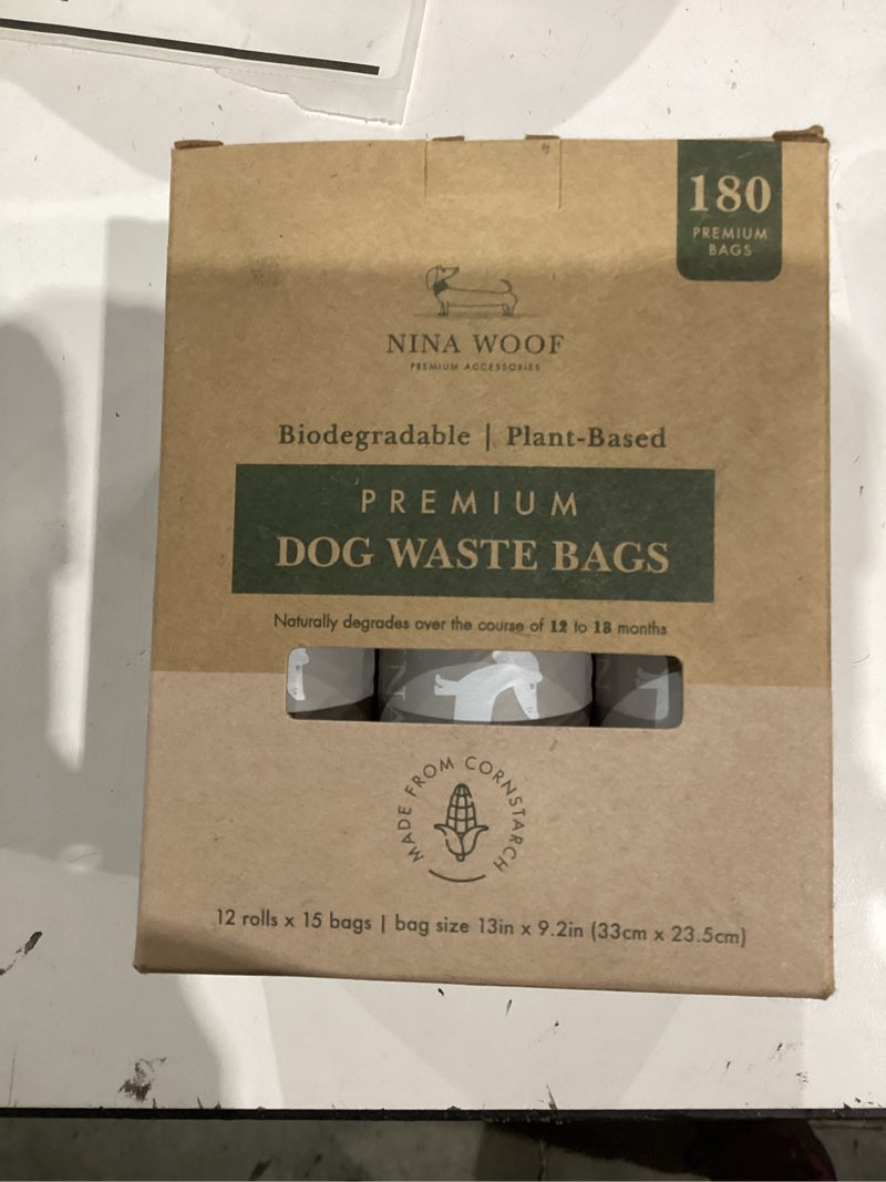 Condition photo showing New/Like New for 100% Certified Home Compostable and Biodegradable Dog Poop Bags - ASTM D6400 & EN 13432 Compliant Dog Waste Bags – 180 Bags – 12 x Rolls of Plant Based Compostable Waste Bags - Thick Doggie Poop Bags Gray 180 Bags (12 Rolls)