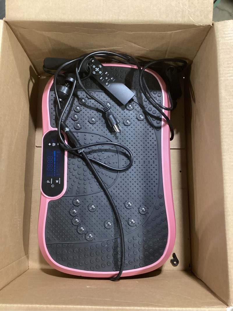Condition photo showing As Is for AXV Vibration Plate Fitness Platform Exercise Machine Vibrating Shaking Full Body Shaker Workout Vibrate Stand Shake Board Sport Gym for Weight Loss Fat Burner for Women Men SLIM-PINK