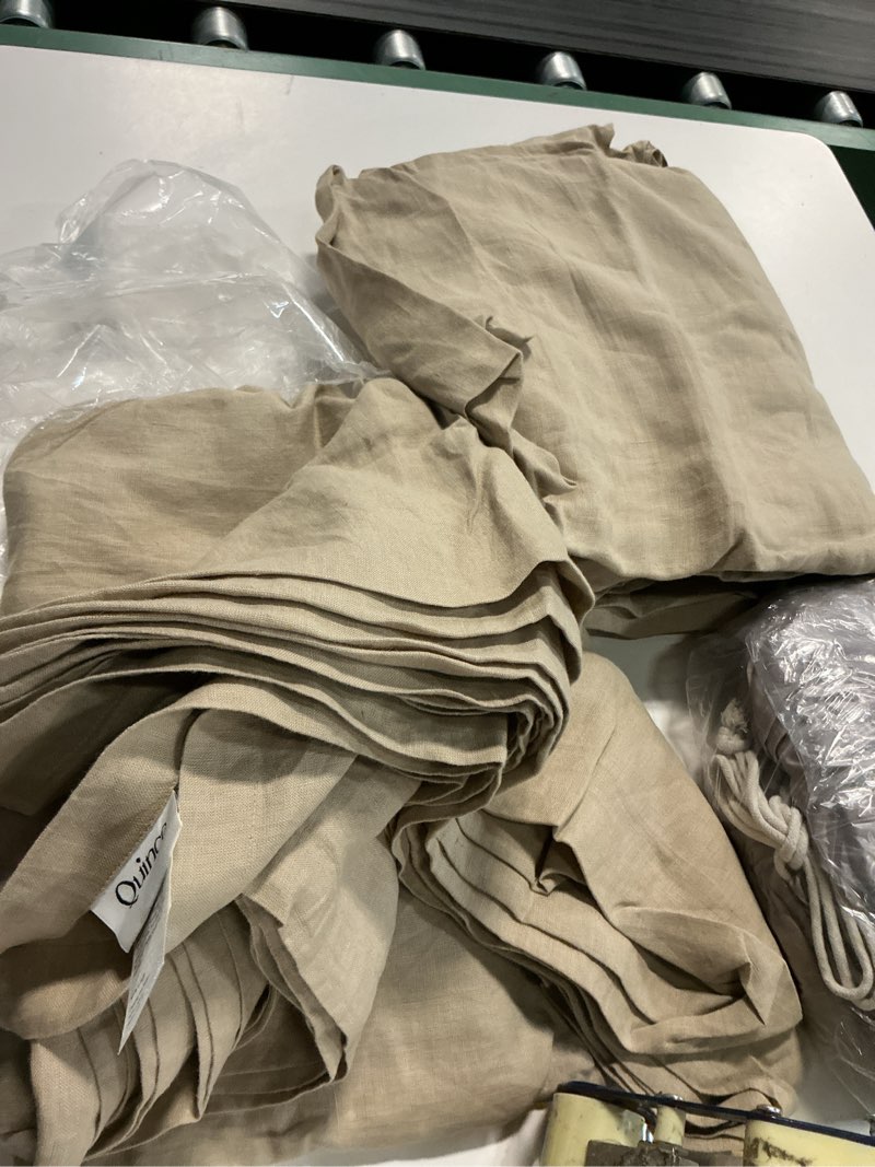 Condition photo showing Good Condition for european linen sheet set solid: toffee size: cal king set: with flat sheet