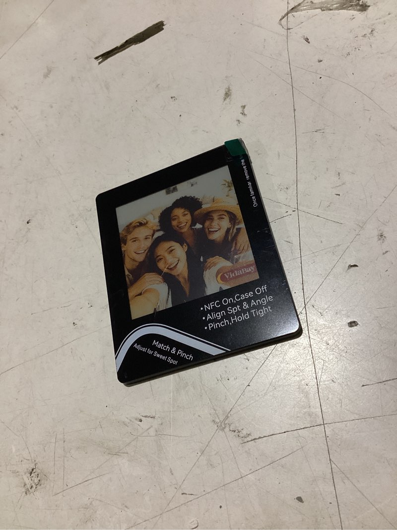 Condition photo showing Good Condition for e-paper fridge magnet classic plus, e-ink battery-free instant photo style display, wireless nfc picture frame, phone-controlled acrylic memo board for party/travel/home & gifts, compatible iphone 13 and newer (black)