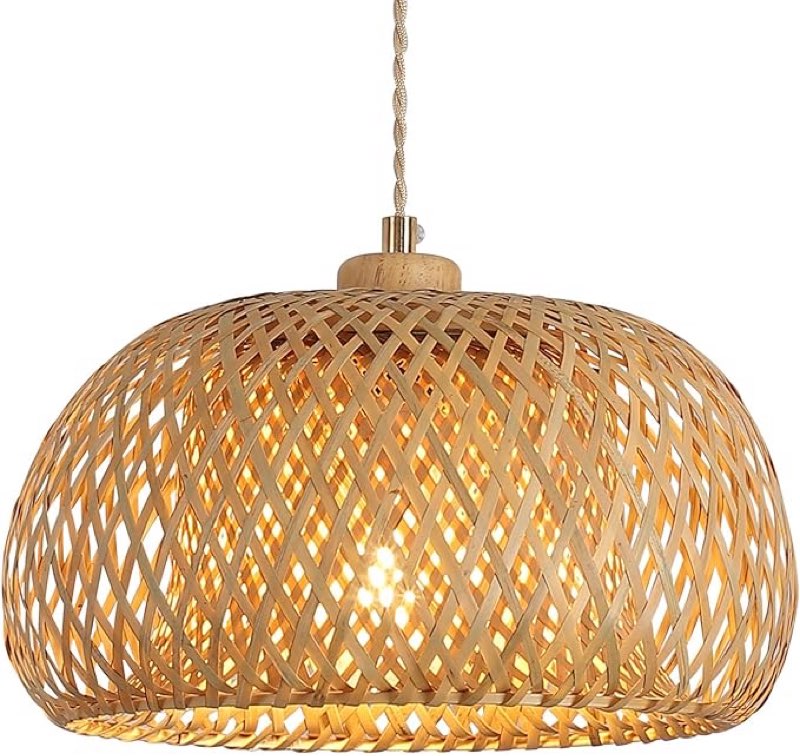 bamboo pendant light fixture one-light adjustable boho basket handmade woven pendant lighting for kitchen island sink farmhouse dining room