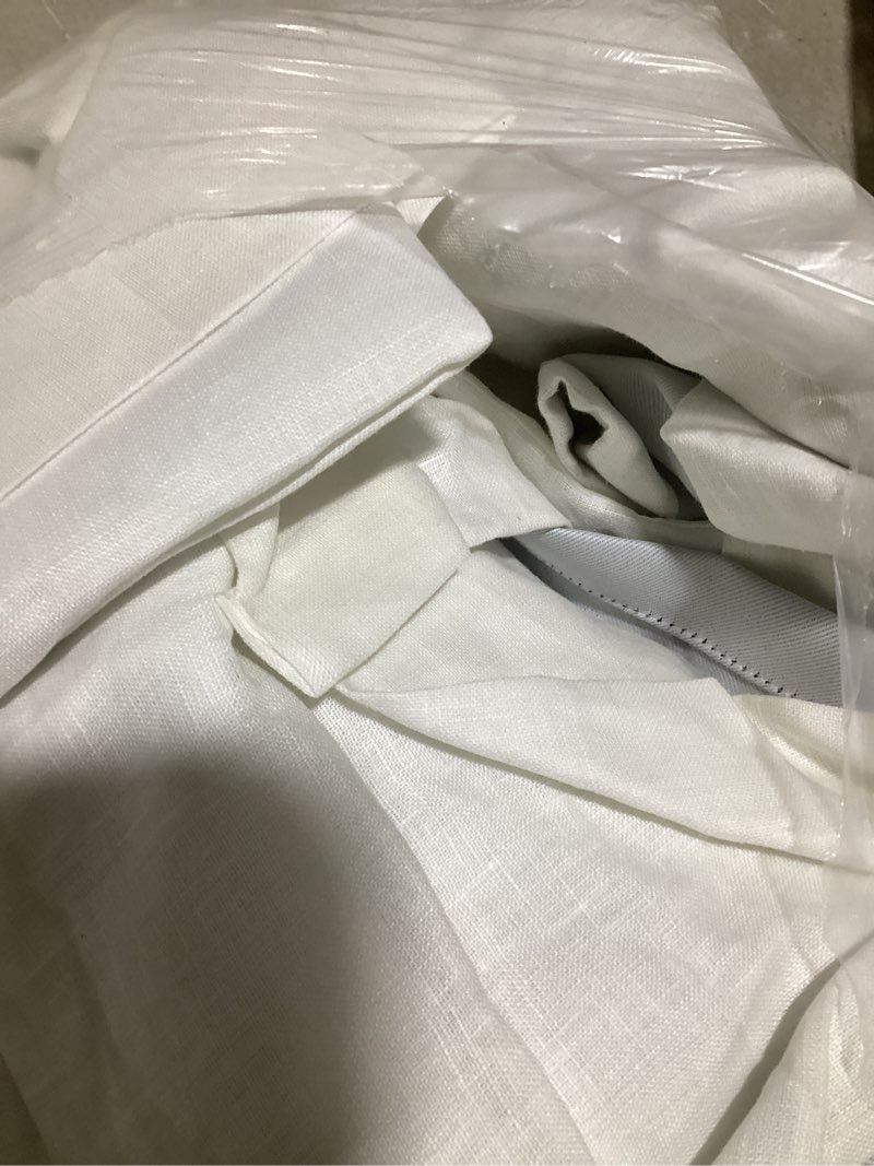 Condition photo showing As Is for cotton slub curtain, 48x84, white