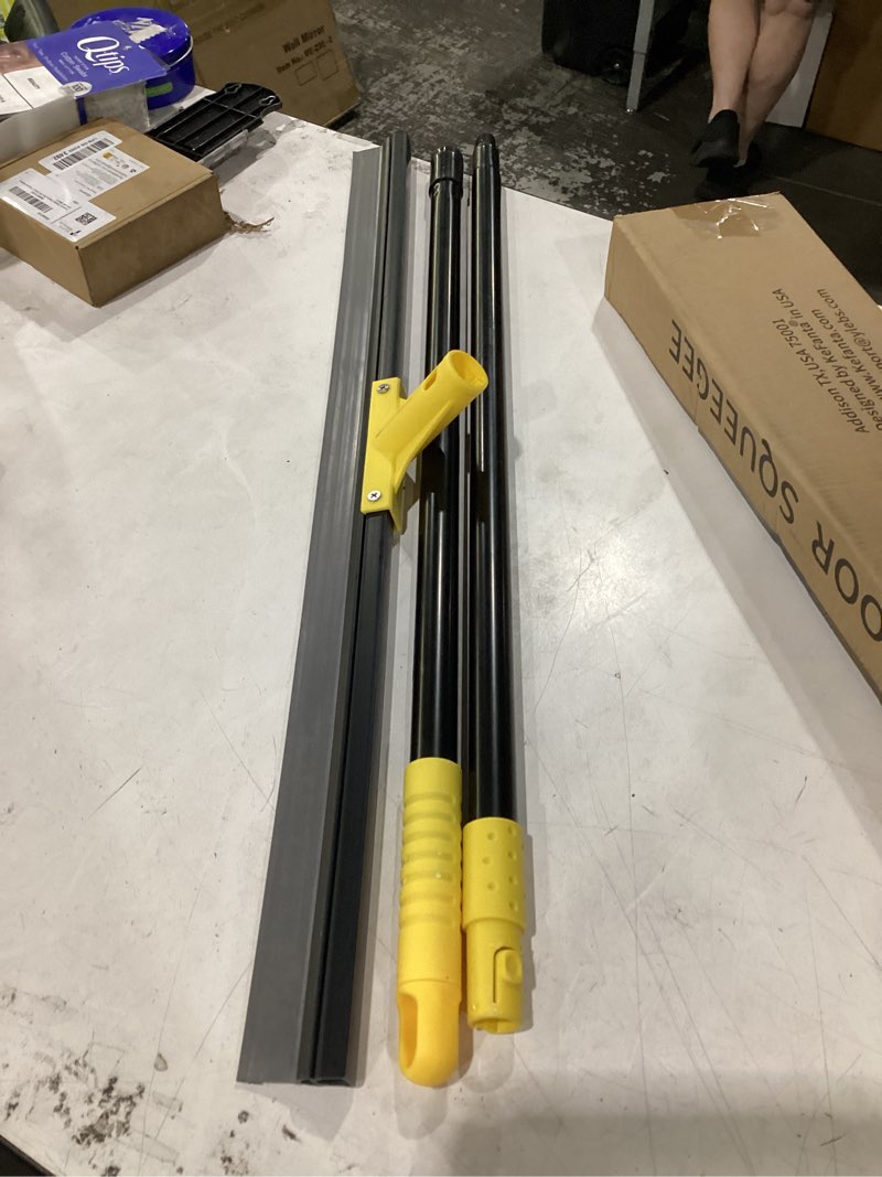 Condition photo showing Good Condition for floor squeegee for concrete, 30'' large rubber broom for tile, 59'' long handle heavy duty water wiper for garage, deck yellow 30''