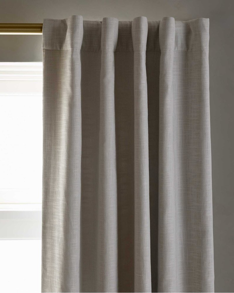textured cotton true blackout curtain, 48x96, flax