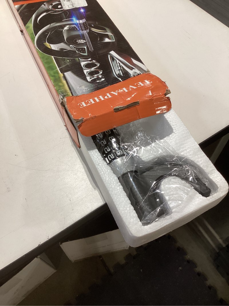 Condition photo showing Good Condition for tevlaphee steering wheel lock, car lock anti theft keyless extendable retractable password 5 coded combination lock, heavy duty universal fit (black)