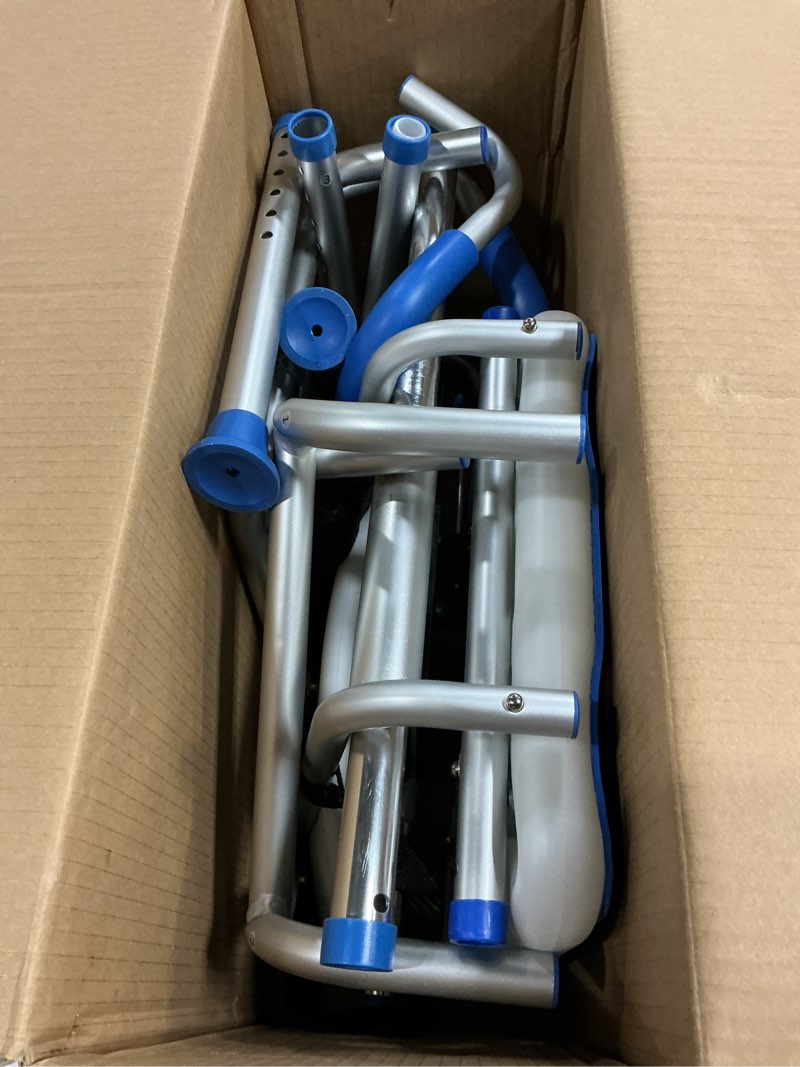 Condition photo showing As Is for FSA/HSA Eligible Sliding Shower Chair with Padded 360° Swivel Seat, 330lbs Tub Transfer Bench, Non-Slip Arms, Safety Belt, Adjustable Height for Elderly & Disabled Inside Shower