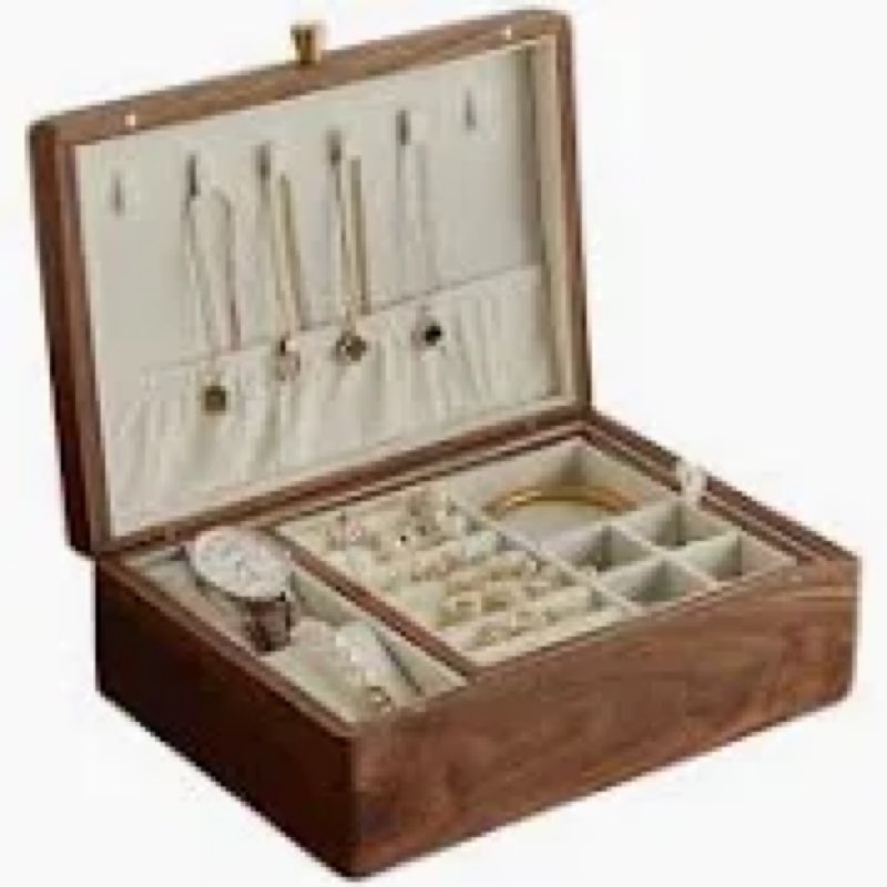 KAOTGOT Wooden Jewelry Box For Women Jewelry Organizer Box With Lock Jewelry Holder Organizer