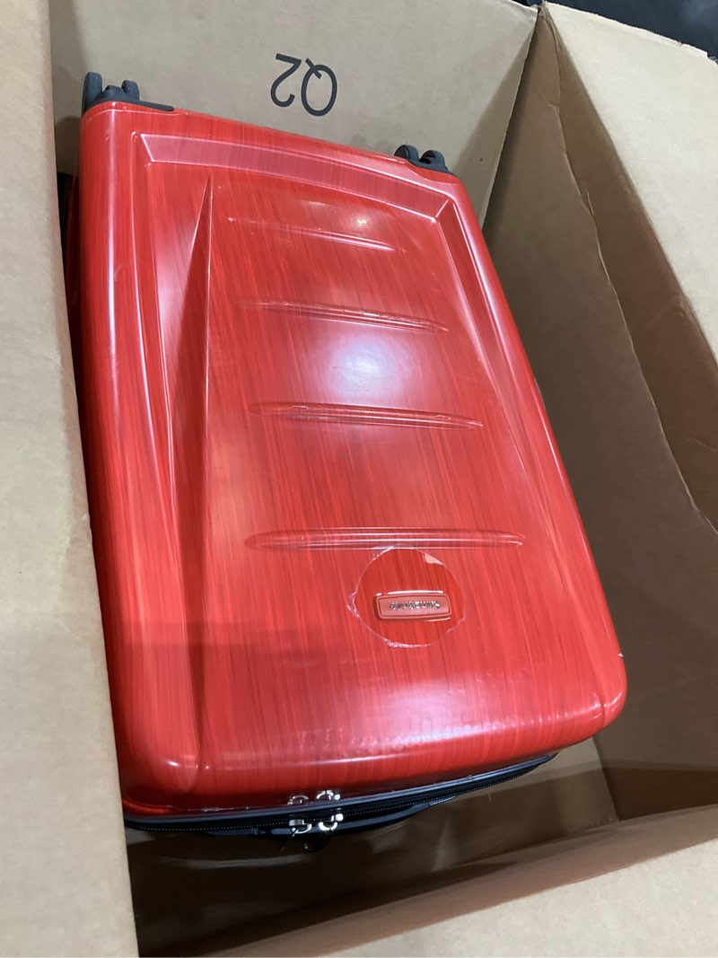 Condition photo showing As Is for Samsonite Winfield 2 Hardside Expandable Luggage with Spinner Wheels, Orange, Checked-Medium 24-Inch Checked-Medium Spinner Orange