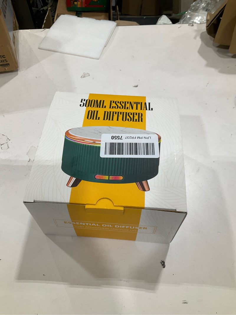 Condition photo showing New/Like New for 20-Hour Long-Lasting Aromatherapy, 500ML Large Essential Oil Diffuser: Ultrasonic Cool Mist Humidifier with Remote Control, 7 Color Lights, Timer, Auto-Off for Home/Bedroom/Yoga (Minimalist White)