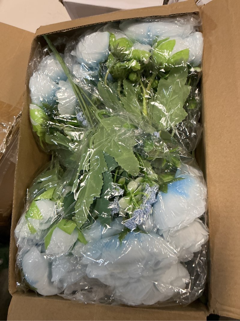 Condition photo showing New/Like New for ASTRYAS 12Pcs Blue Artificial Flowers, Fake Peonies Silk Peony Faux Flowers for Decoration DIY Bridal Bouquet Centerpiece Table Wedding Party Home Decor Floral Arrangement(Blue) 12pcs Blue Peony