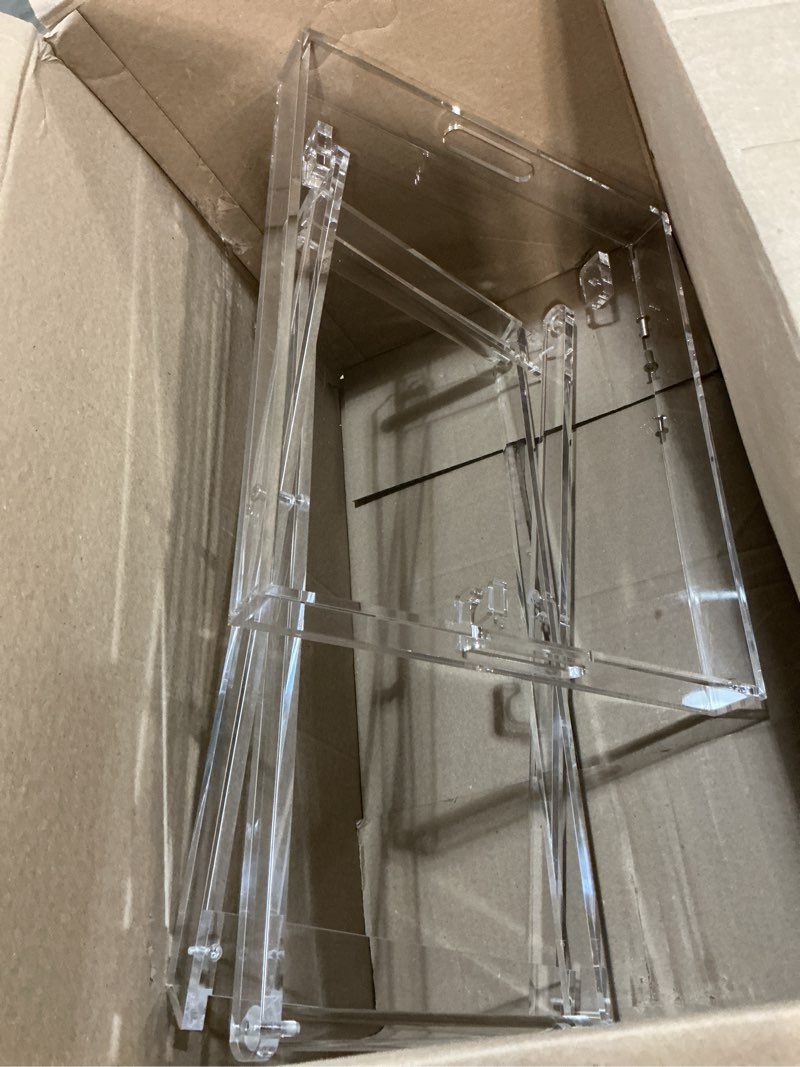 Condition photo showing As Is for designstyles acrylic folding tray table – modern chic accent desk - kitchen and bar serving table - elegant clear design