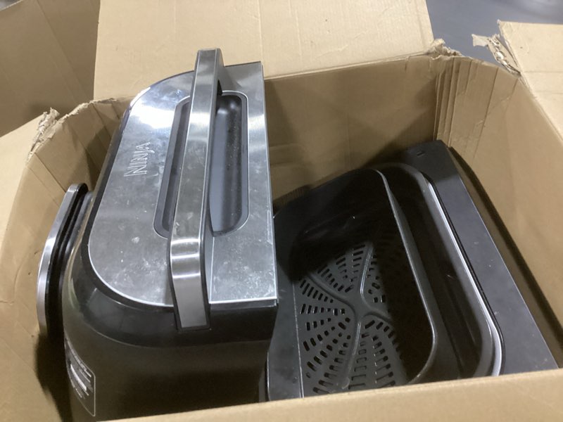 Condition photo showing As Is for Ninja | Indoor Grill and Air Fryer| Foodi Smart XL | 6-in-1 Grill, Air Fry, Roast, Bake, Broil, Dehydrate & Crisp |Smart Thermometer & Splatter Shield | Dishwasher Safe Parts | Black/Silver | FG551 6-in-1 With Thermometer