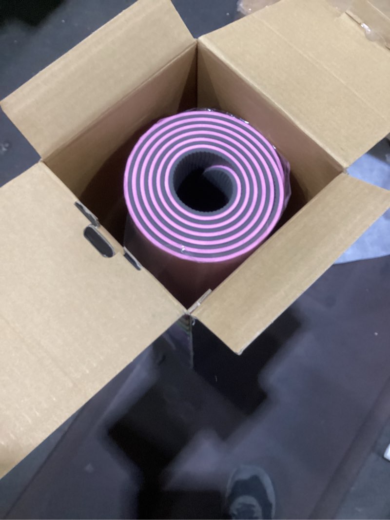 Condition photo showing New/Like New for lollipop thick yoga mat, non-slip exercise mat for yoga, pilates, stretching fitness & exercise mat with easy-cinch carrier strap 32" pro dopamine pink lollipops