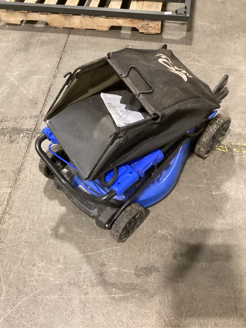 Condition photo showing As Is for kobalt gen4 40-volt, (1) 6 ah 20-in push lawn mower battery walk mower