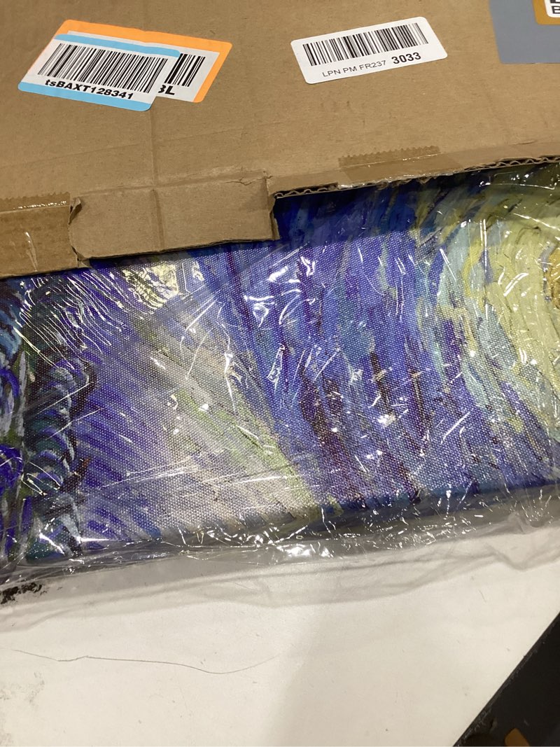 Condition photo showing Good Condition for Starry Night by Vincent Van Gogh Classic Wall Art Reproduction Print On Canvas Framed for Home Decor 20" x 40" 20" x 40" Starry Night