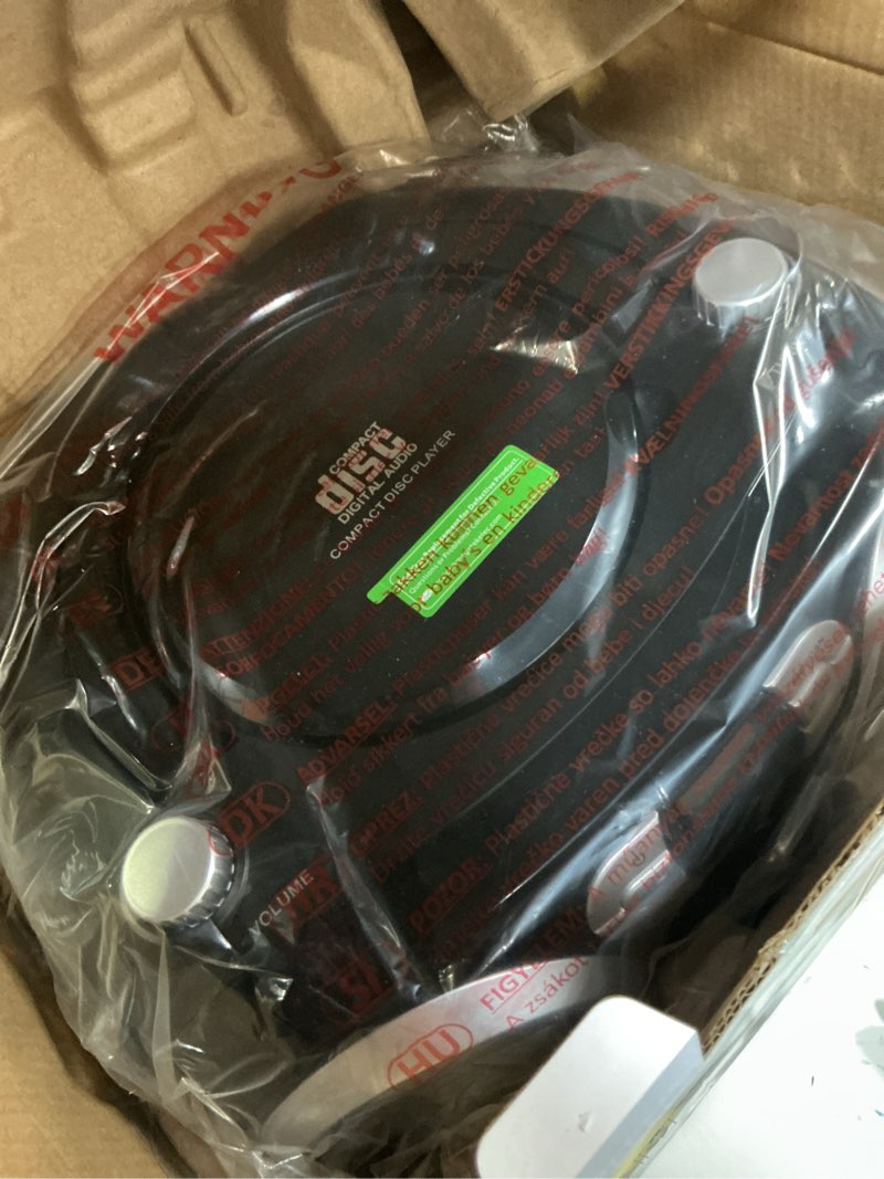 Condition photo showing New/Like New for megatek portable cd player boombox with fm radio, bluetooth, usb port, aux input, and headphone jack – cd-r/cd-rw/mp3-cd compatible, clear stereo sound, backlit lcd display – black