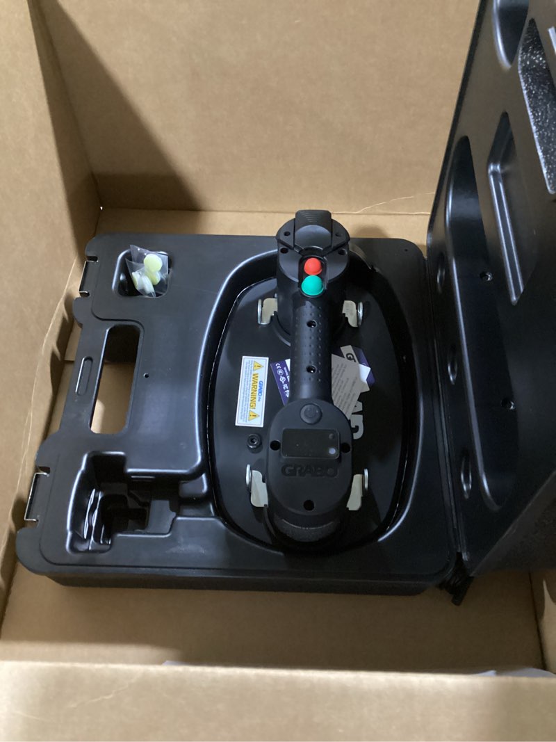 Condition photo showing Good Condition for GRABO PRO-Lifter-20 Electric Vacuum Suction Cup (2021) For Tiles, Stone, Wood, Glass, Concrete Pavers, Drywall. Lifts up to 375lbs with Auto Shut-OFF Switch. Incl: 1 Battery,1 Seal, Charger, Carry Bag