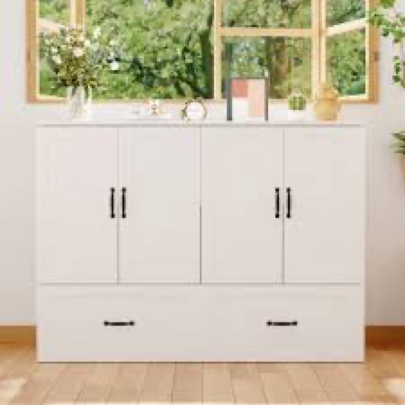 Product incomplete and used, Fold Out Murphy Bed With Nightstands And White Finish