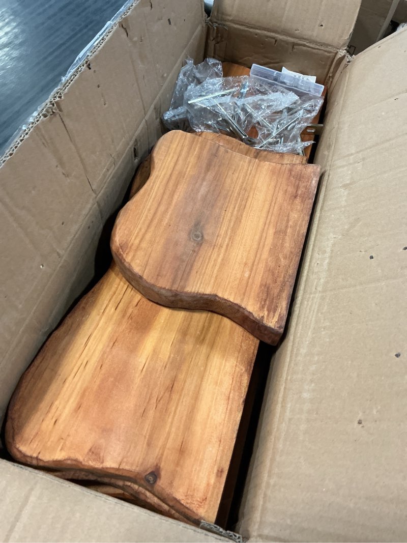 Condition photo showing Good Condition for pinkunn 4 pcs floating shelves for wall wooden live edge shelf wall-mounted natural solid wood bedroom kitchen storage living room nursery decor(4 pcs,23.62/15.75/7.8 inch) 4 23.62/15.75/7.8 inch