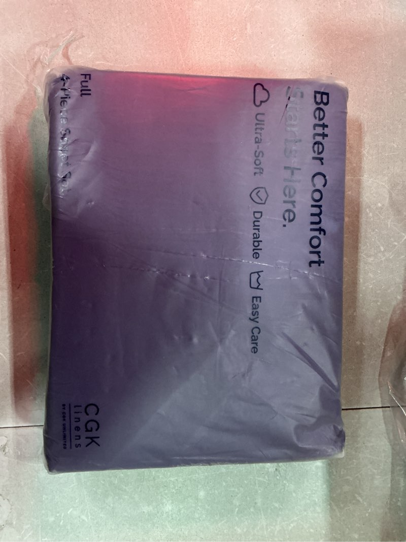 Condition photo showing New/Like New for full size 4 piece sheet set - comfy breathable & cooling sheets - hotel luxury bed sheets for women & men - deep pockets, easy-fit, extra soft and wrinkle free sheets - purple oeko-tex bed sheet set 36 - purple full