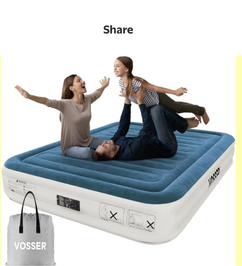 Queen Air Mattress with Built-in Pump,Fast & Easy Inflation/Deflation Inflatable Mattress, Foldable Blow Up Mattress with Storage Bag, Inflatable Bed for Home, Camping & Guests