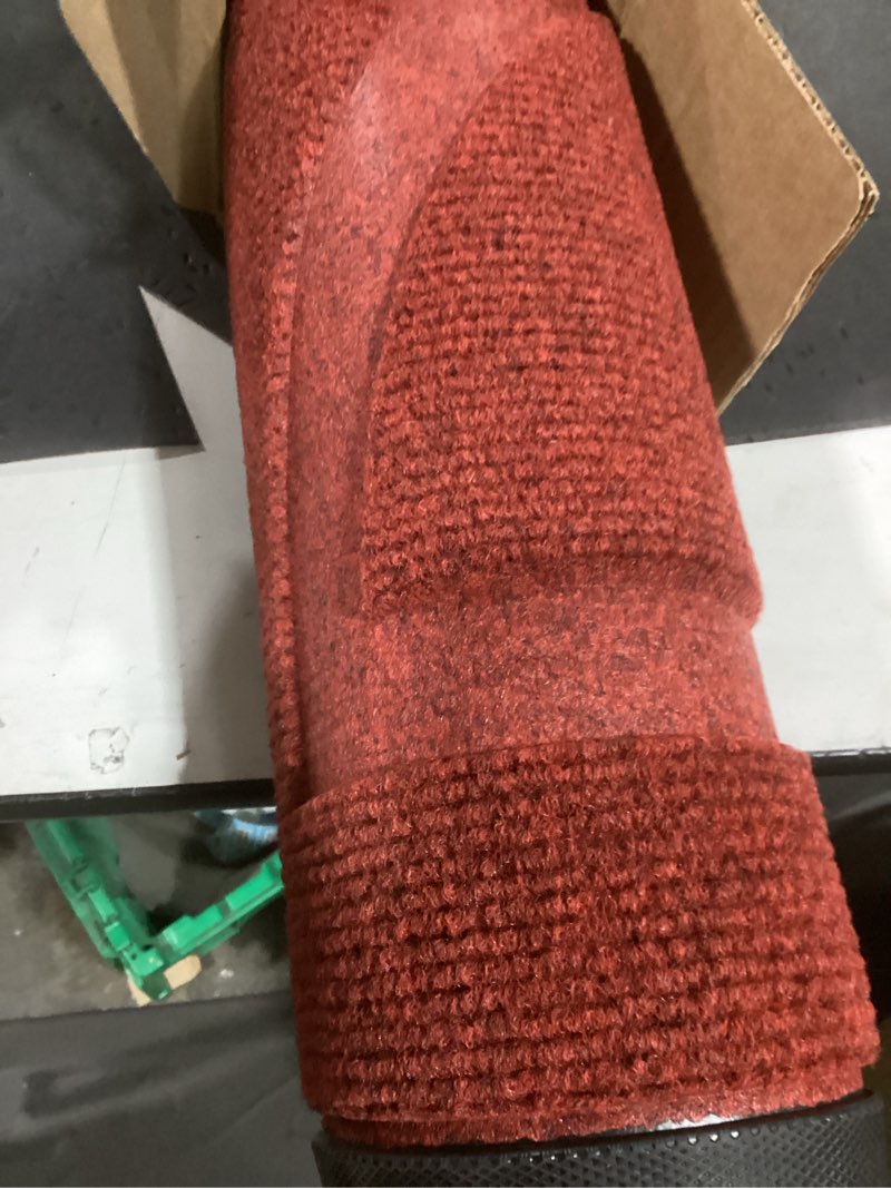 Condition photo showing New/Like New for olanly half circle door mat indoor outdoor entrance welcome, waterproof all-season, all-weather doormat, sturdy natural rubber, low profile, easy clean patio porch entryway mat, 29.5x17, wine red wine red classic border semicircular 29.5" x 17"