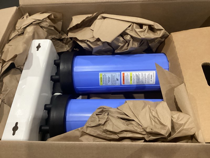 Condition photo showing As Is for pentek 150233 big blue 1" in/out 20 blue/black hfpp filter housing (2-pack) visit the pentek store