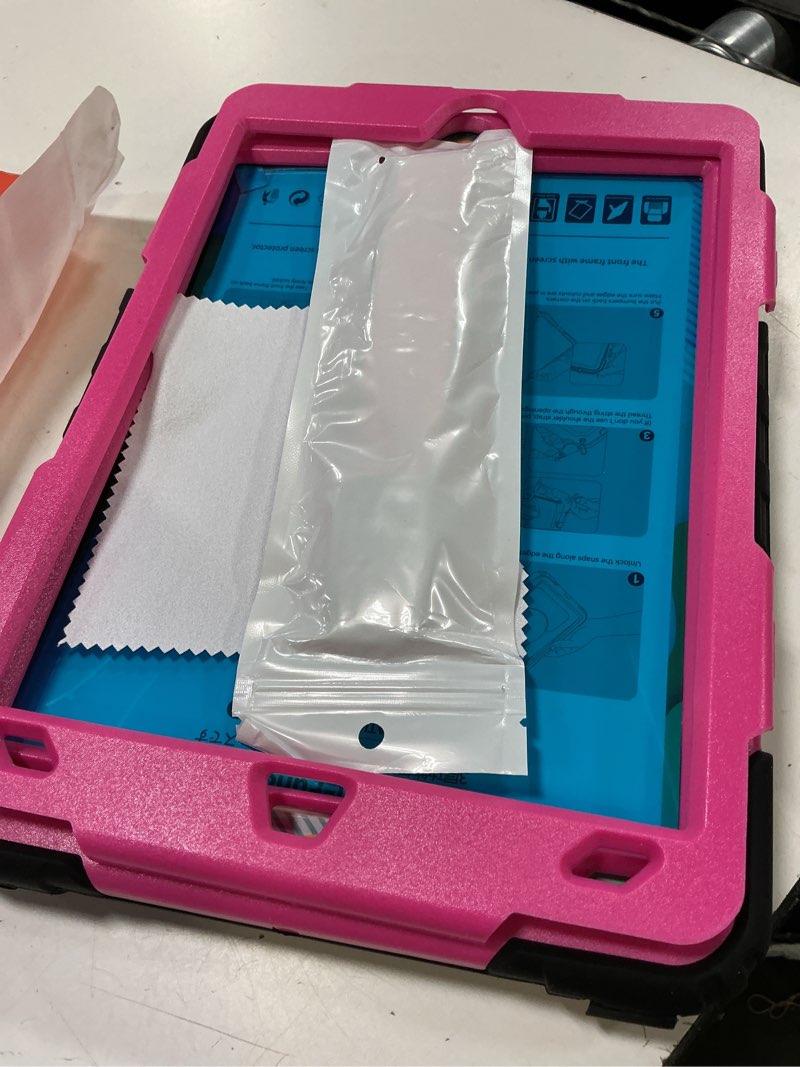 Condition photo showing Good Condition for seymac stock case for ipad 9th/ 8th/ 7th generation 10.2'', shockproof with screen protector, pencil holder [360° rotating hand strap] & stand, for ipad 10.2 inch 2021-2019 (rose+black)