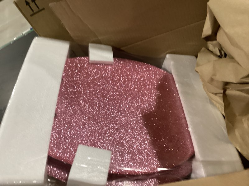 Condition photo showing New/Like New for angol shiold round resin toilet seat glitter pink soft close quick release adjustable metal hinge easy to install also easy to clean decorative acrylic seats (17 inch, pink glitter, ugraded hinge)