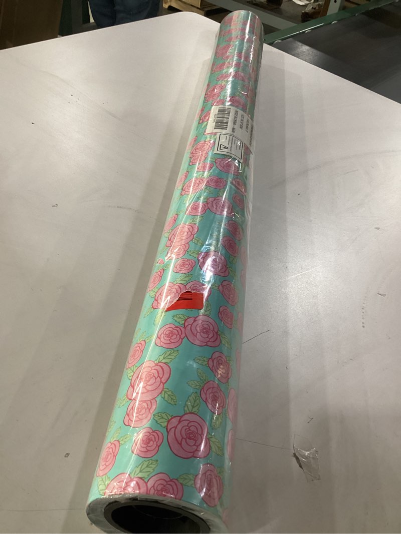 Wrapping paper? Teal with pink flowers size 76cm x 30M