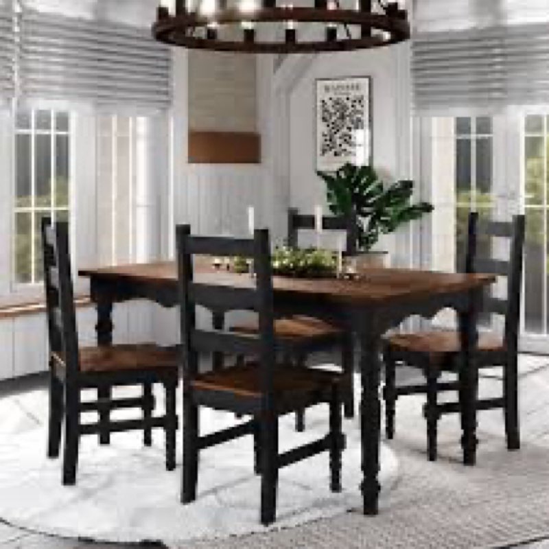 wood dining set table and 4 chairs dhven | alcott hill (incomplete only 1 box) 