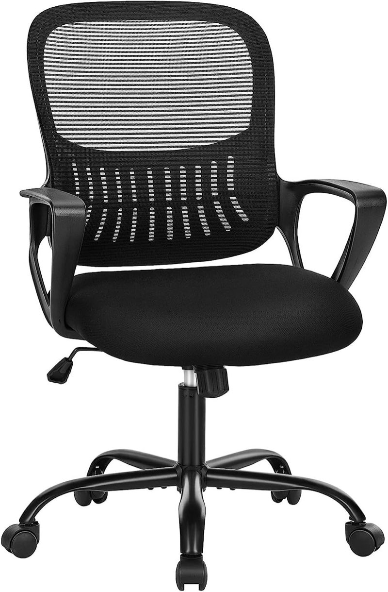 smug office computer desk chair, ergonomic mid-back mesh rolling work swivel task chairs with wheels