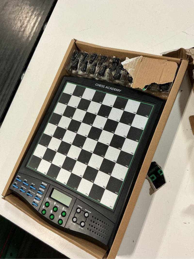 Condition photo showing As Is for talking chess academy electronic chess set, magnetic computer chess game with interactive teaching system for beginners, advanced ai for improving players, perfect for kids & adults, simple and noble