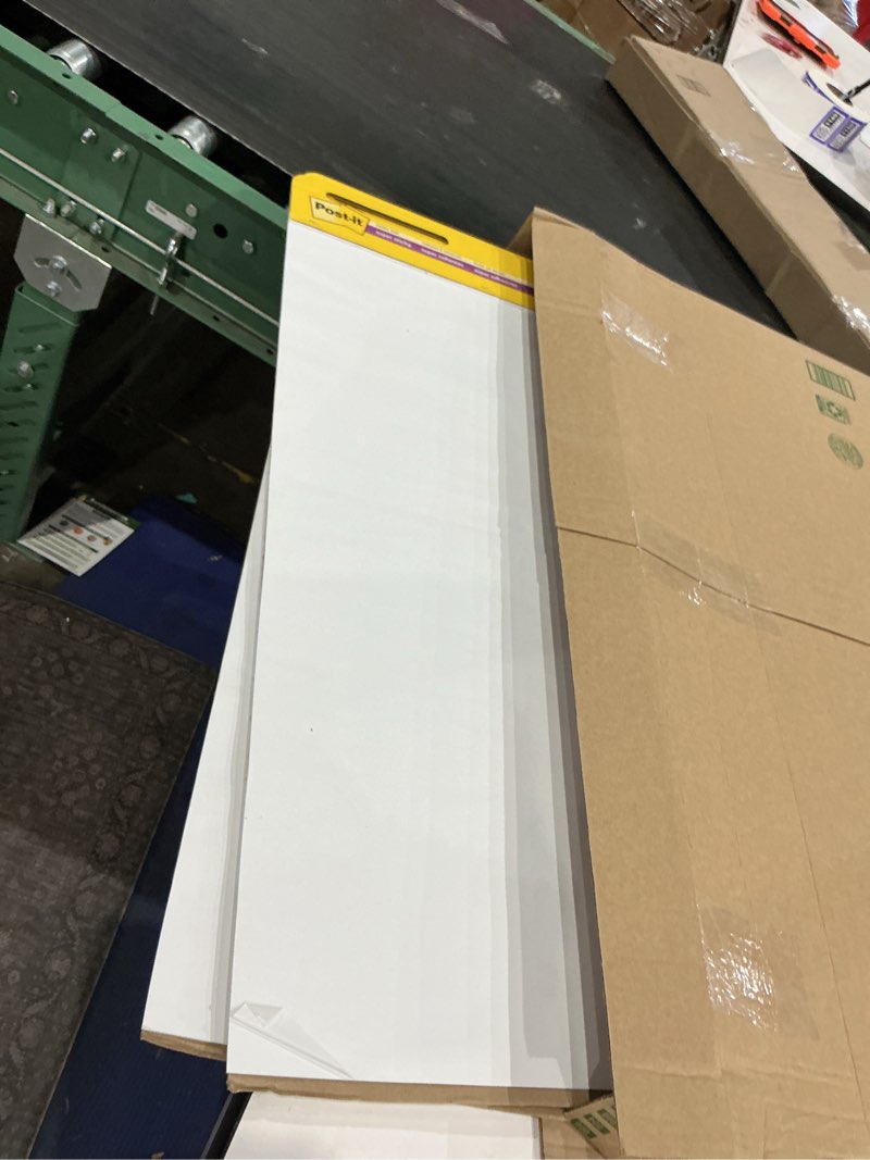 Condition photo showing As Is for post-it super sticky easel pad, 25 in x 30 in, white, 30 sheets/pad, 4 pads/pack, great for virtual teachers and students (559 vad 4pk)