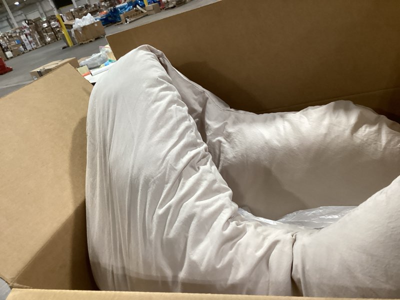 Condition photo showing Good Condition for Boppy Total Body Pregnancy Pillow with Organic Cotton, Easy-on Removable Cover in Biscuit for Full-Body Support, Body Pillow for Pregnancy and Postpartum Positioning Organic Biscuit