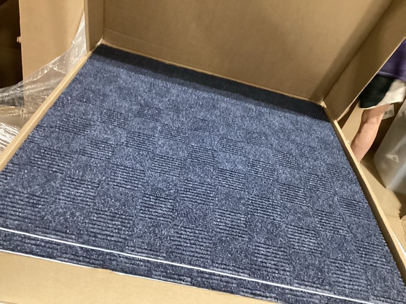 Condition photo showing Good Condition for 24"x 24" carpet tile peel and place - crochet (ocean blue) (60sq.ft.) 15 tiles 24"x24" ocean blue