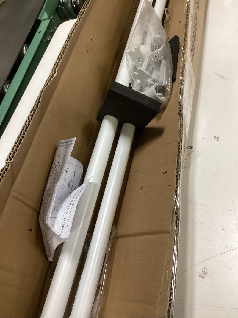 Condition photo showing Good Condition for Kemmie 1" Classic Window Curtain Rod with Round Finials Simple Single Telescoping Drapery Rod, 72-144", Matted White Matted White 72-144"