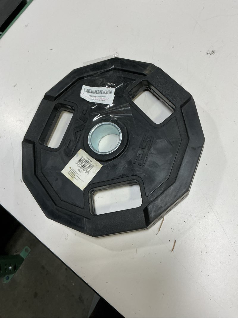 Condition photo showing As Is for cap barbell 12-sided rubber olympic grip weight plates, black | multiple sizes single, 25lbs