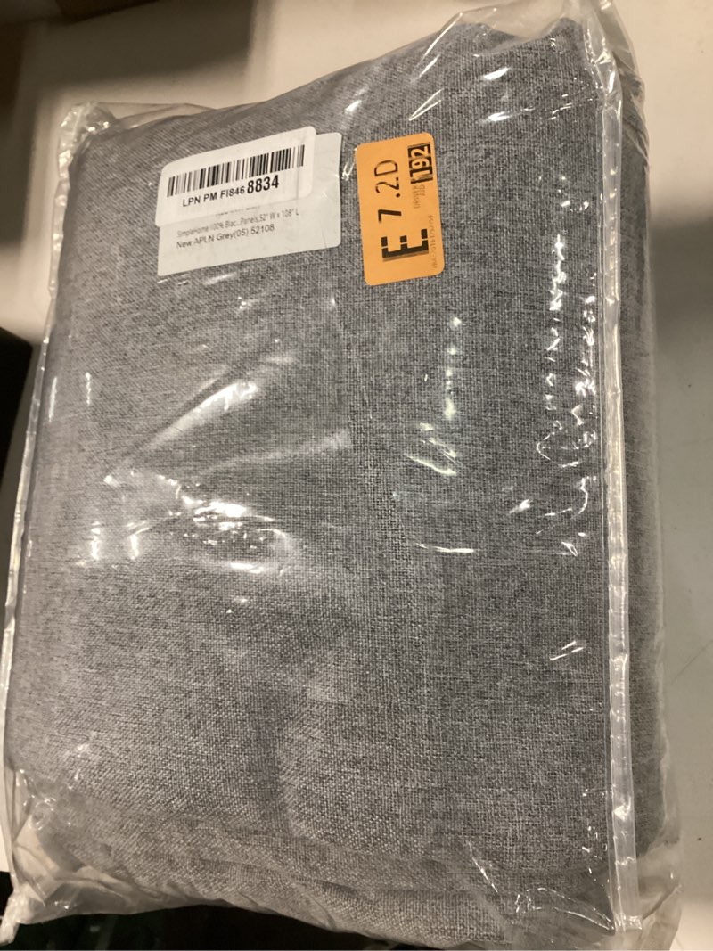 Condition photo showing New/Like New for SimpleHome 100% Blackout Linen Grey Curtains 108 Inch Length,Farmhouse Back Tab Living Room, Textured Rod Pocket Bedroom Curtains,2 Panels,52" W x 108" L 52"W x 108"L (Pack of 2) Grey