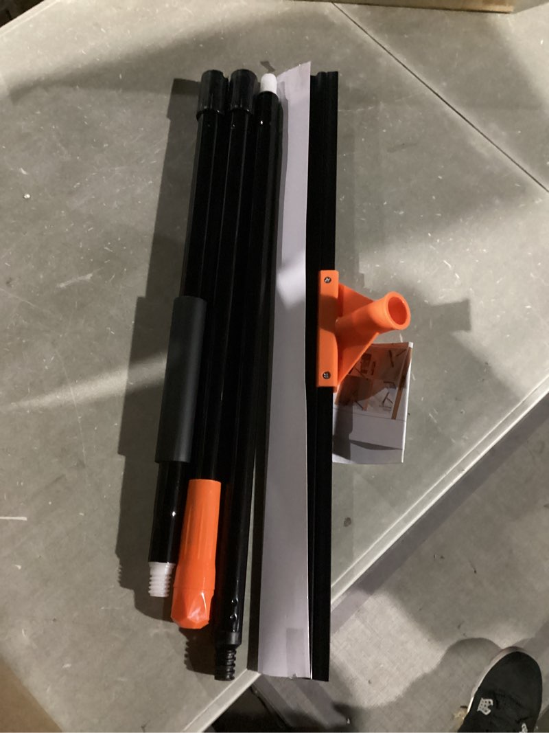 Condition photo showing New/Like New for Heavy Duty Floor Squeegee for Concrete Tile Cleaning, 24" Rubber Wiper Squeegee Broom with Long Handle, Commercial Scrubber Mop for Garage Deck Bathroom Kitchen Pool Glass