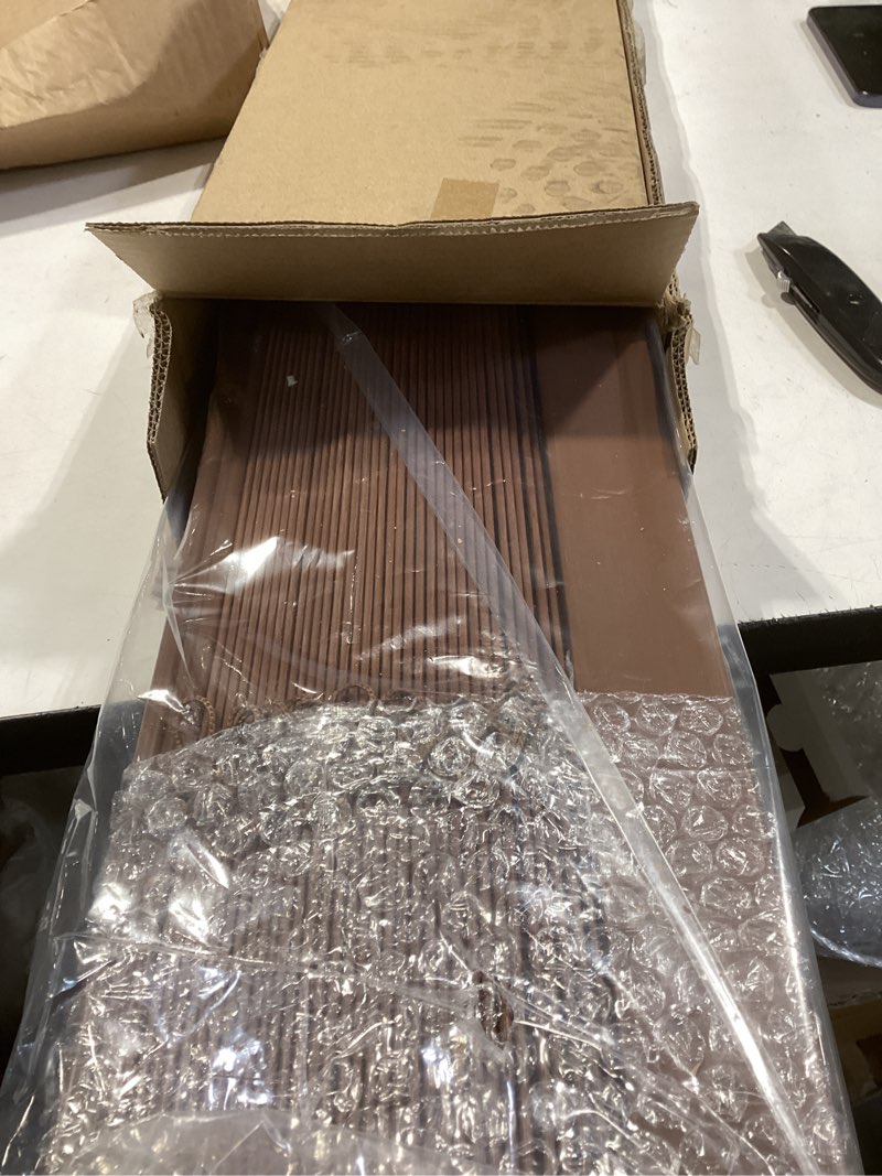 Condition photo showing Good Condition for Eclipse 2in. Faux Wood Blinds, 22.5"W x 64"L in Dark Oak - Cordless Window Blinds, Certified Safe for Children & Pets, Light Filtering, Wand Tilt and Smooth Easy Operation, Window Shades for Home 22.5"W x 64"H Dark Oak