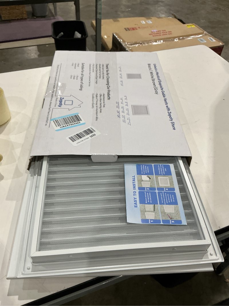 Condition photo showing Good Condition for 2-pack 14"x20" aluminum alloy gable vents – durable exterior wall vents for shed, garage, attic – vent opening: 12"x18", stylish & rust-resistant 12" x 18" vent opening - 2 pack white