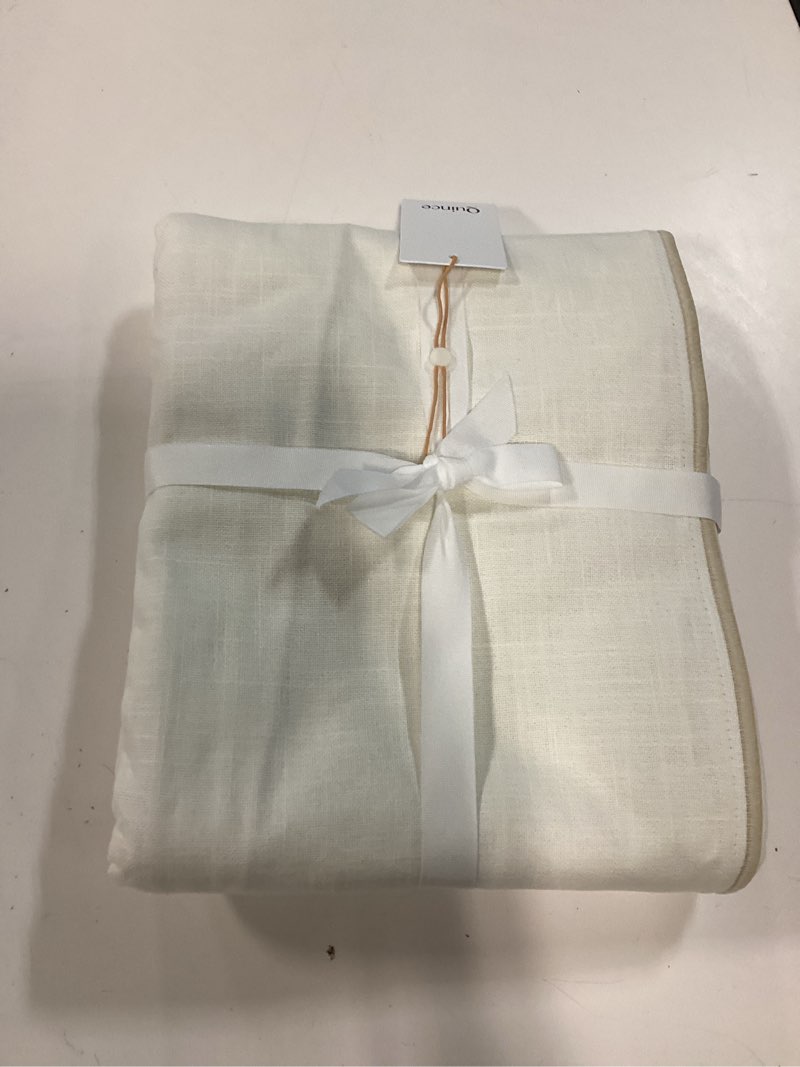 Condition photo showing New/Like New for piped edge cotton true blackout curtain - single panel, 48x84, ivory/oatmeal piping 1pc