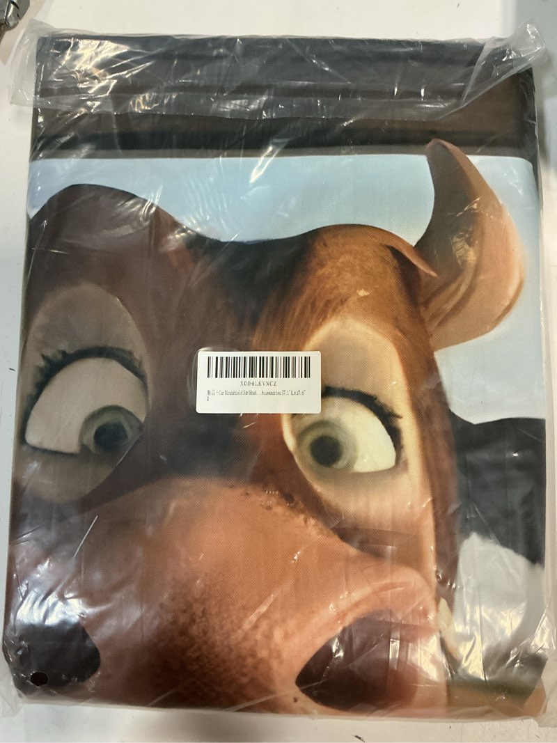 Condition photo showing New/Like New for Funny Cows Foldable Windshield Snow Cover, Reflective Accordion Car Windshield Snow Cover, Sun Visor for Car Windshield, Ultimate Heat & UV Protection, Suitable for Most Cars, 57.1" L x 27.6" W 57.1" L x 27.6" W Cows