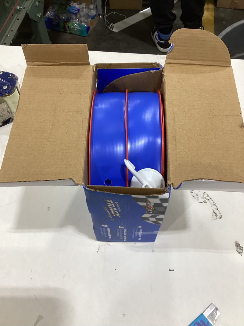 Condition photo showing Good Condition for 15 Ft Flexible Race Track for Kids, DIY Car Track Set with 2 Toy Cars & 3 Suction Cup Ramps, Easter Basket Stuffers for Teens & Boys Girls, Creative Easter Gifts for Kids, Blue Victory Blue