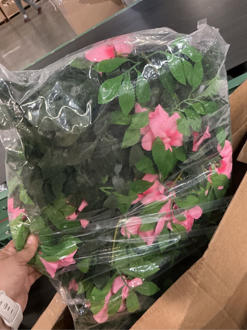 Condition photo showing New/Like New for expandable fence privacy screen for balcony patio outdoor,decorative faux ivy fencing panel,artificial hedges (single sided leaves) (2, branches -pink fowers) 2 branches -pink fowers