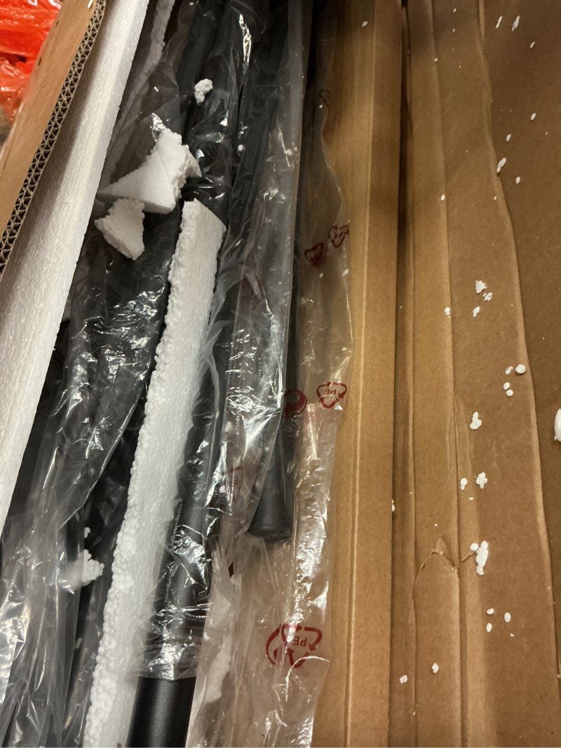 Condition photo showing Good Condition for GarveeHome Dining Table for 2 with Storage Rack, Small Kitchen Table for 2 with Metal Frame, Square Table with Upholstered Chairs Set of 2, 3-Piece Dining Room Set for Small Space, Apartment, Black Black Table with 2 Chairs