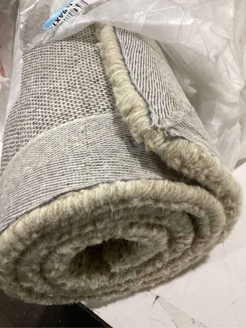 Condition photo showing New/Like New for Loloi Leanne Ford Craven Collection CVN-05 Oatmeal/Bark 2'-3" x 3'-9" Accent Rug Striped, Patterned, Neutral, Entryway, Mudroom, Bathroom, and Kitchen Oatmeal / Bark 2'3" x 3'9" (Rectangular)