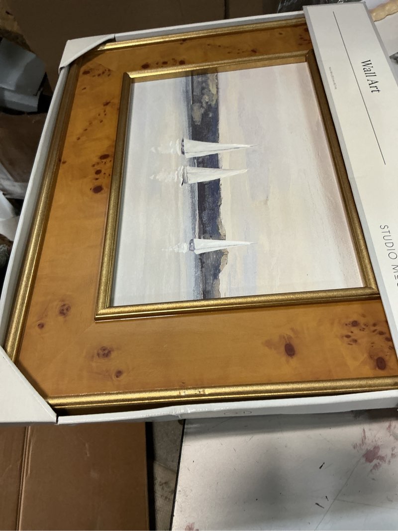 Condition photo showing As Is for 18"x14" sailboat wall art - threshold designed with studio mcgee