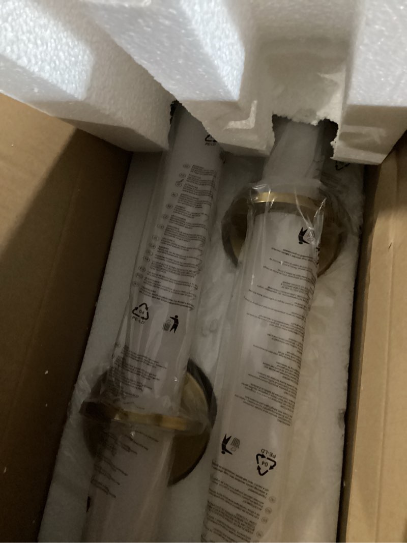 Condition photo showing Good Condition for Gold Wall Sconces Set of Two - 18 inch Dimmable Modern Sconces Wall Lighting 18W 3000K LED Wall Lights Acrylic Lampshade Hardwired Wall Light Fixtures for Living Room Bedroom Bathroom Hallway Gold Hardwired (18in-2pcs)